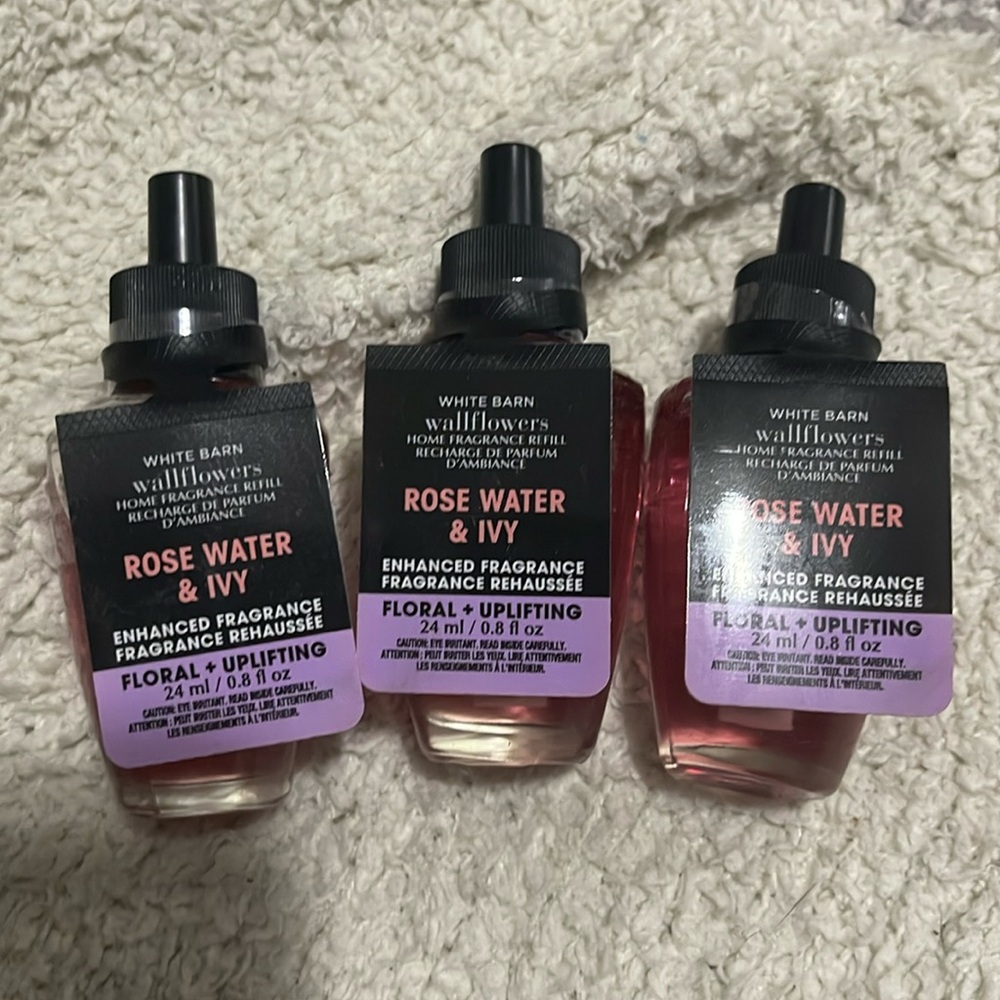 Bath & Body Works- 3 Rose Water & Ivy Wallflowers Refills. NWT
